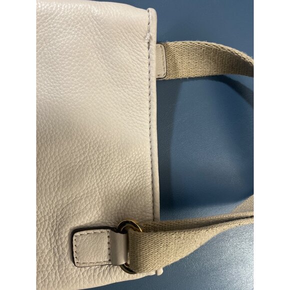 Michael Kors Cream White Pebbled Leather Crossbody Bag Gold Hardware Snap Close - Picture 8 of 13